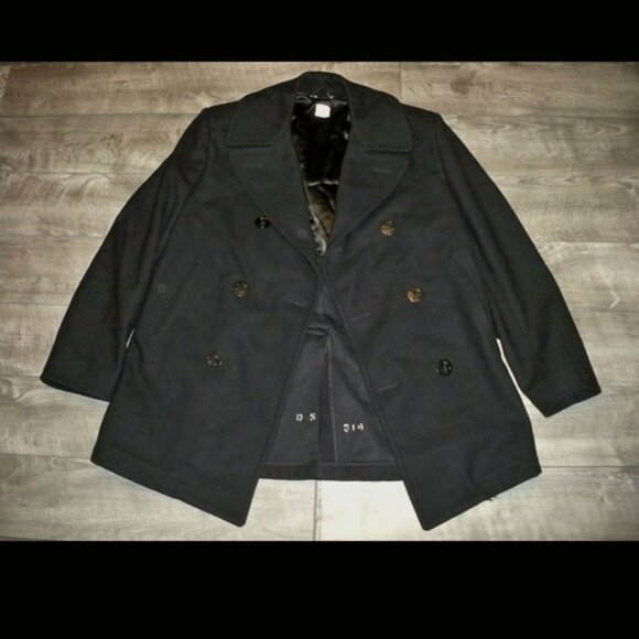 Vintage WOOL PeaCoat Jacket USA NAVY Men's Size 42